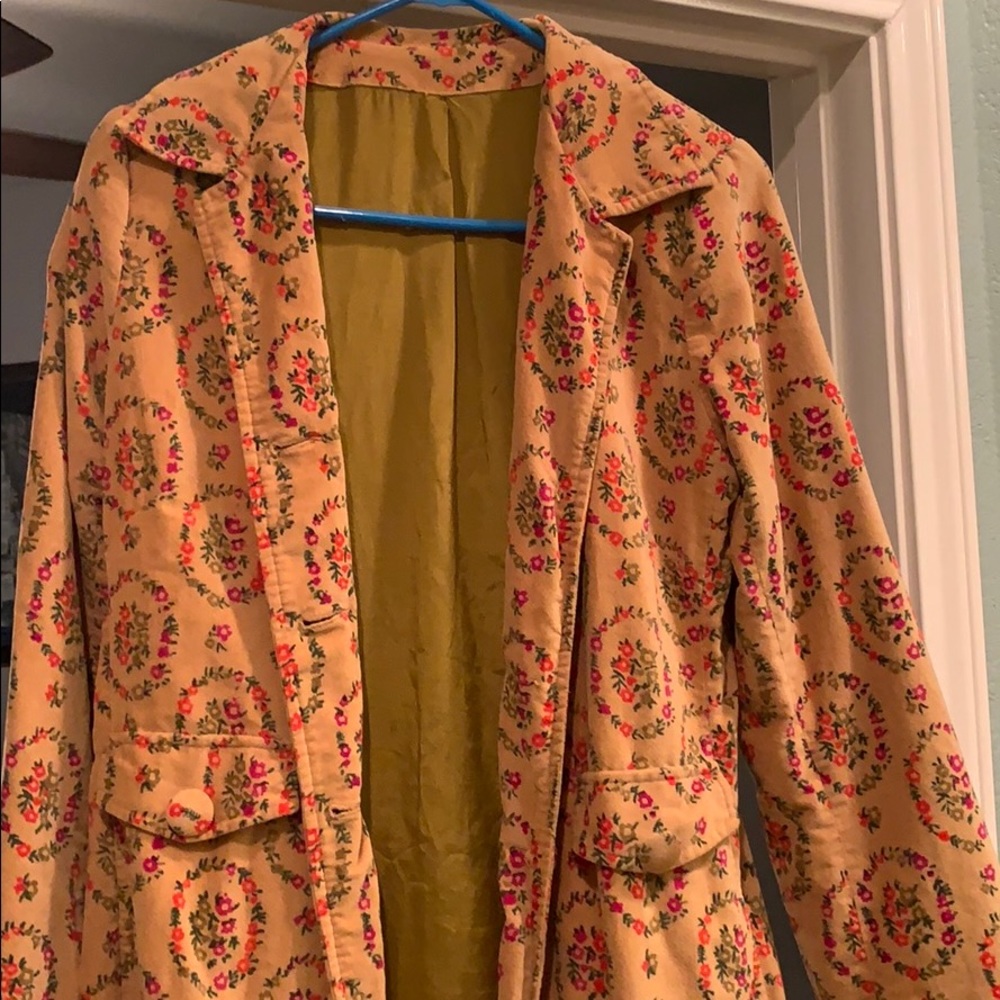 Vintage floral tapestry pea coat size S to M